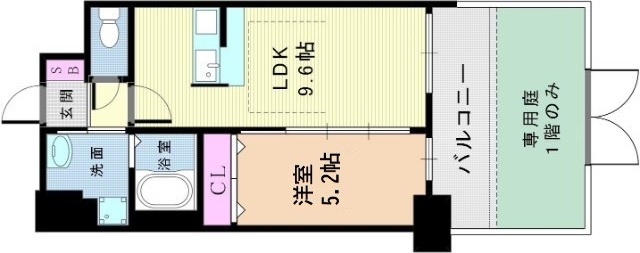 大阪府吹田市江の木町10-3,ディームス江坂205号室,1LDK37.2㎡南向きの間取り図
